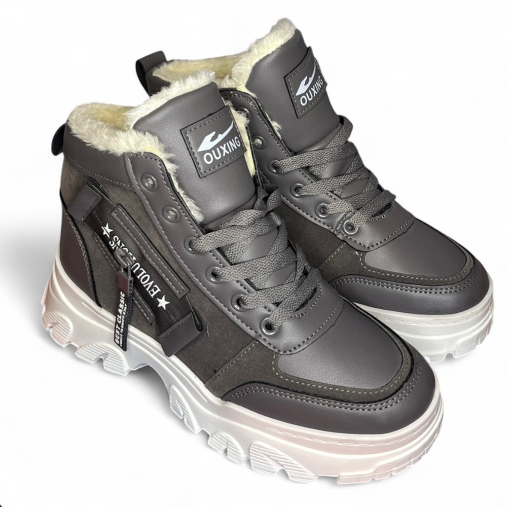 Womens Chunky Block Heel Ankle Combat Boots - Size 6 - EU 37 - OUXING EVOLUONS